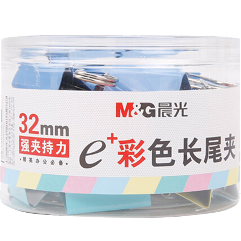 M&G Stationery Popular Product, #3 32mm, 24 Pieces/jar, Colorful Binder Clips, Medium-Sized Metal Bill Clips, Eplus Series Office Paper Clips, ABS92740