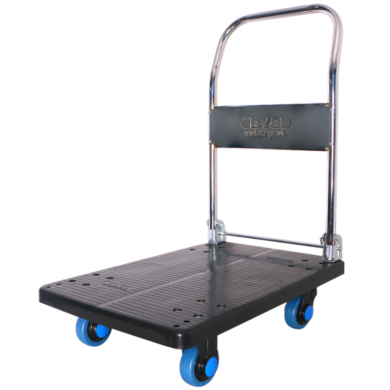 BYB Flatbed Cart, Cargo Trolley, Trailer, Luggage Cart, Hand Truck, Small Pull Cart, 72x46cm, Load Capacity 300 Jin, CQ-XH5
