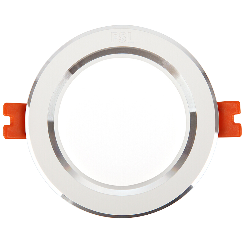 FSL Foshan Lighting Downlight, LED Ceiling Anti-Fog Downlight, 6W, 3 Inches, White Jade Silver Edge, Cool White Light, 6500K