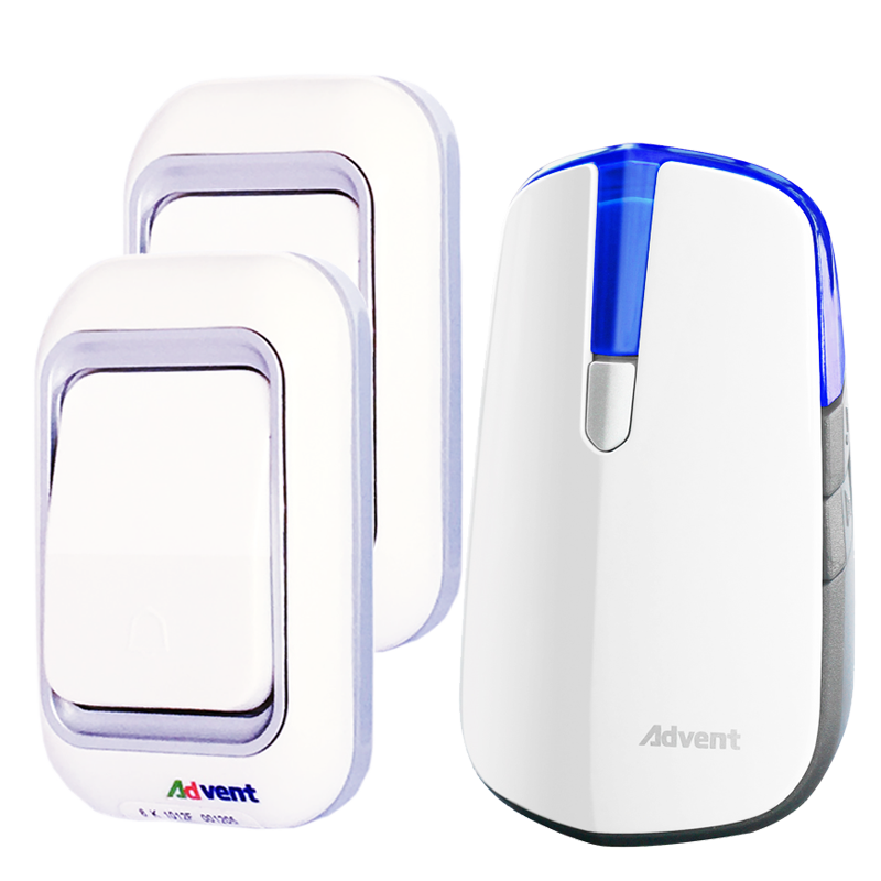 Advent E-581P Night Light Wireless Doorbell, Home Use Wireless Elderly Call Button (Two Buttons, One Ring)