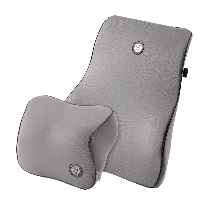 GiGi Car Headrest And Lumbar Support Set with Memory Foam Lumbar Cushion, Neck Pillow, And Cervical Support for Car Use, Gray