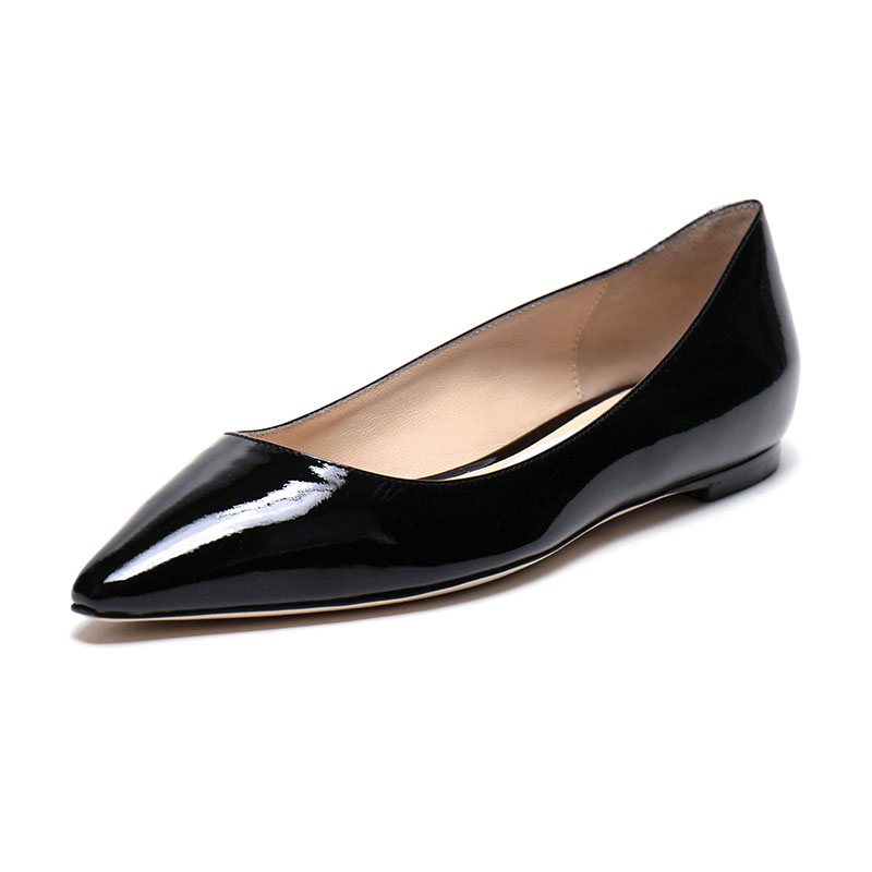 jimmy choo 周仰杰 女士黑色漆皮尖头平底鞋 romy flat pat 247 black