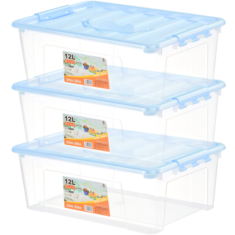 JEKO&JEKO Plastic Storage Box, Toy Organizer, Snack Container, Medicine Box, Storage Bin, 12L Capacity, Set of 3