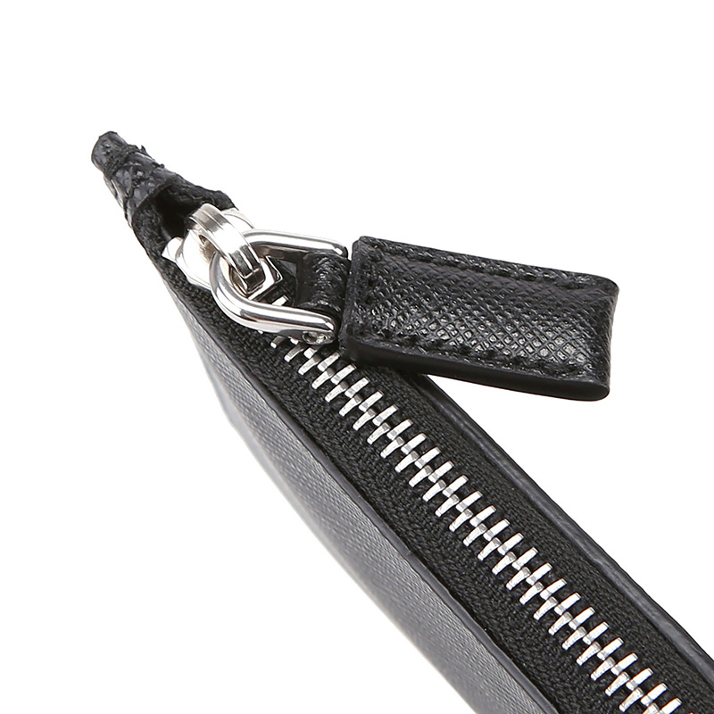 prada 普拉达 男士黑色牛皮拉链卡片夹 2mc021 053 f0002