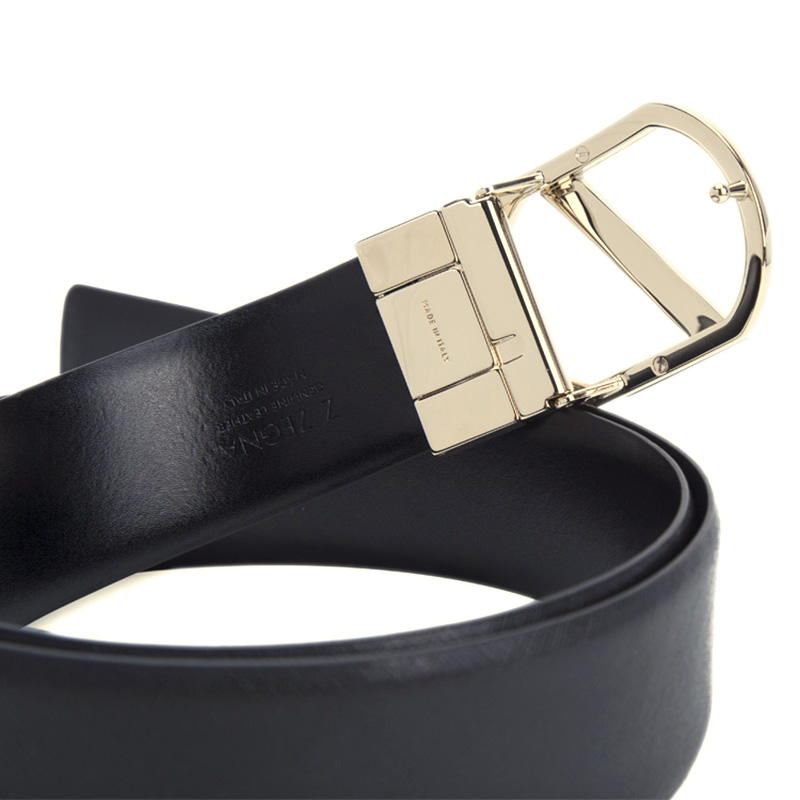 ermenegildo zegna 杰尼亚 男士黑色牛皮板扣腰带 bwinm2 958f ner