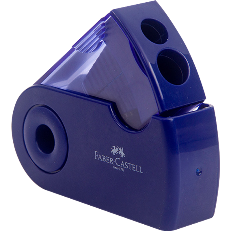 Faber-Castell Double-Hole Pencil Sharpener, Sketching Sharpener, Manual Rotary Pencil Sharpener for Elementary School Students - 182701 Blue