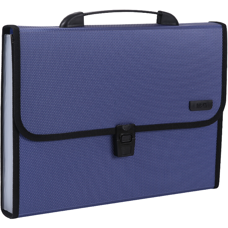 M&G A4/12-Compartment Blue File Folder, Office Handheld Document Accordion File, Student Exam Paper Sorting Organizer, Single Pack AWT90959