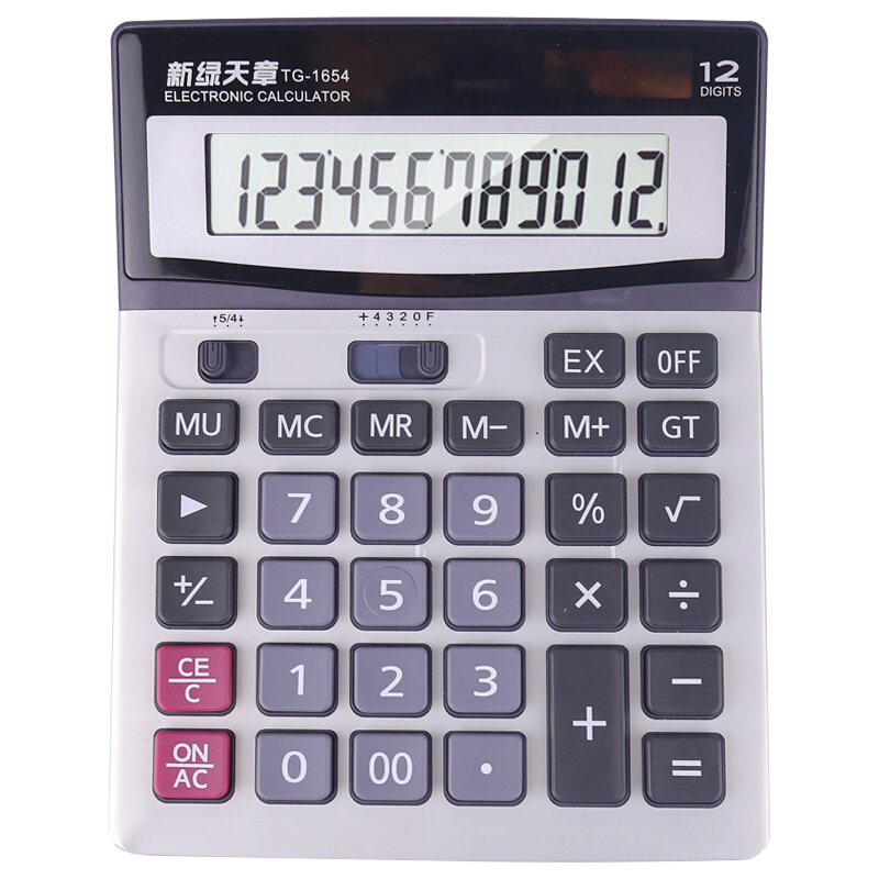 TANGO TG-1654 Desktop Calculator, Large Screen Calculator for Office Finance Students, Exam-Specific Dual Power Supply, Solar-Powered, Large Buttons, with Battery