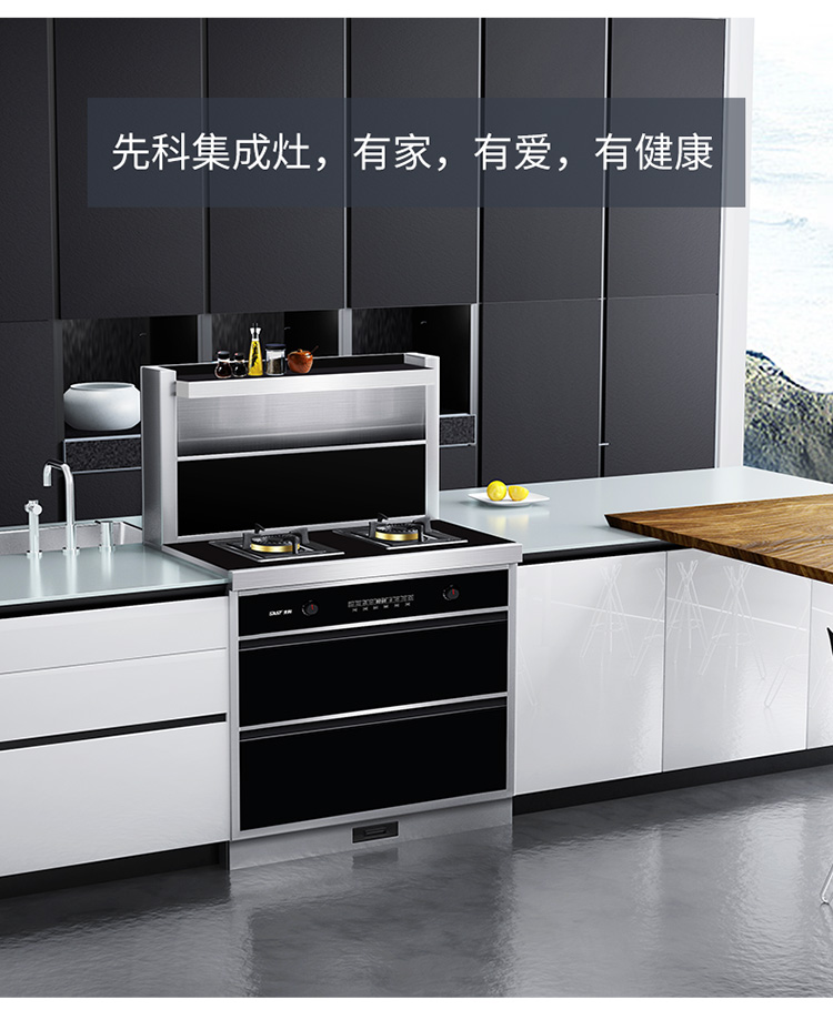 先科(sast)t6集成灶 大吸力双电机自动清洗大容量环保灶一体灶侧吸下