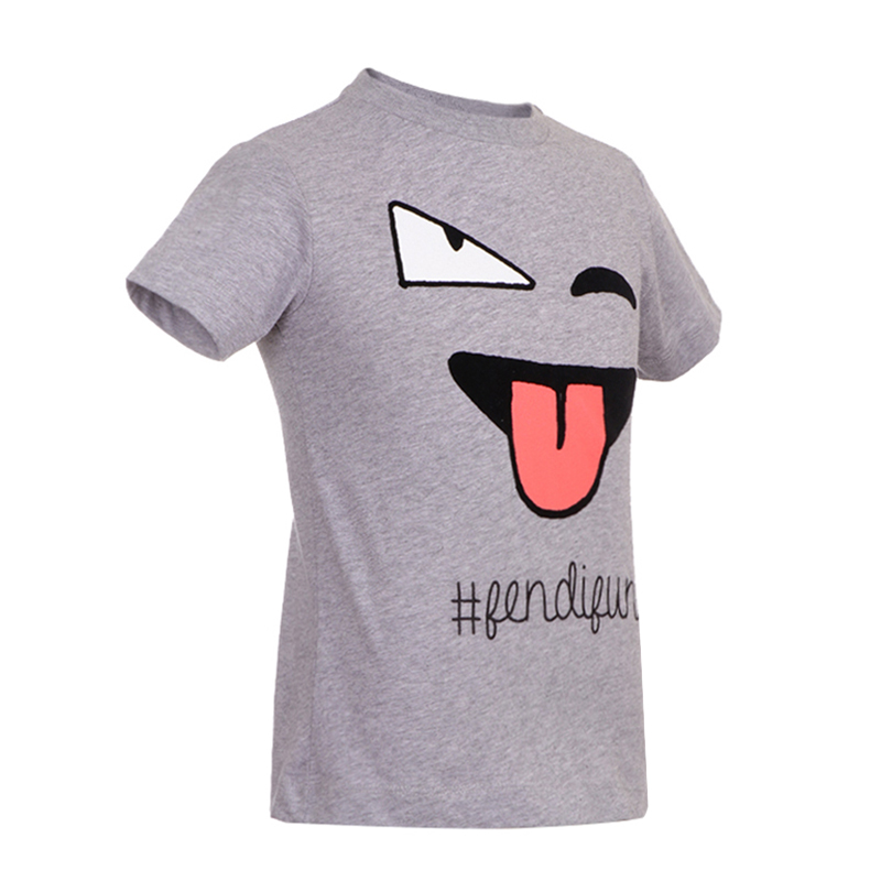 fendikids芬迪奢侈品童装男童灰色棉质圆领小怪兽图案短袖t恤jmi1967
