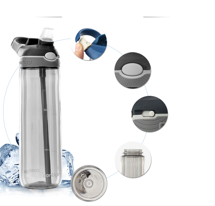 Contigo Single-Wall Sports Straw Bottle Summer Outdoor Large Capacity Sports Water Bottle 1000ml Wine Red HBC-ASH133 4
