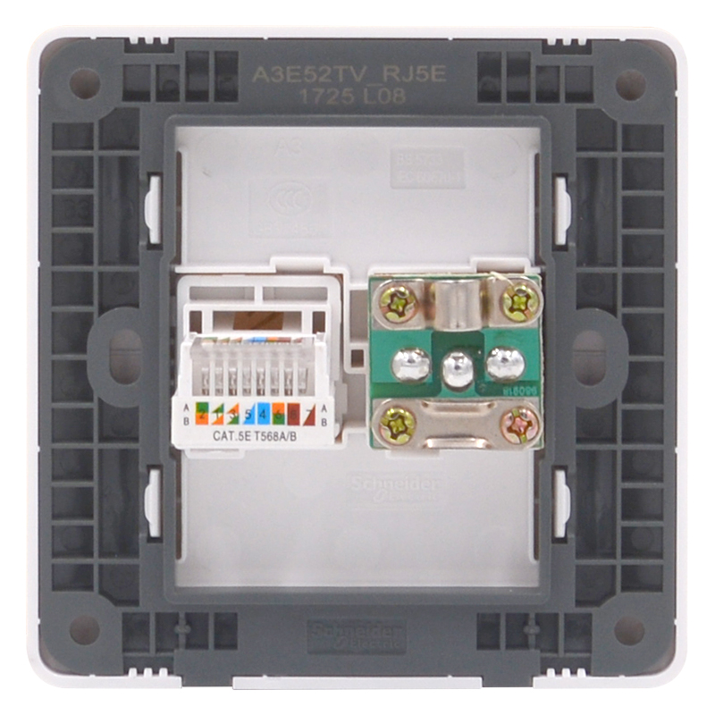 Schneider Electric, Switch Socket Panel, TV + Cat5 Computer Network Cable Information Panel, Ruiyi Series, White