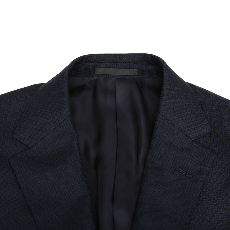 杰尼亚 奢侈品 18秋冬新款 男士深蓝色羊毛休闲西装上衣外套 350702