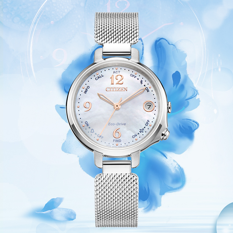 CITIZEN Watch for Women, Japanese And Korean Style, Eco-Drive, Date Display Dial, Steel Strap, Fashionable Gift for Girlfriend, EE4031-82D