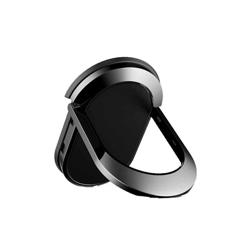 ESCASE Phone Ring Holder Stand, Desktop Support, Back Wristband Clip, Lazy Ring, Magnetic Car Mount, Universal for Apple Huawei ES-FR08, Obsidian Black