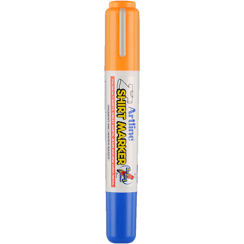 [Lowest Price Online] Shachihata DIY Textile Paint, Clothing Fabric Hand-Painted Graffiti Drawing T-Shirt Pen, Double-Ended, 2.0-5.0mm, Fluorescent Orange/blue, EKT-25TT Art Sketching