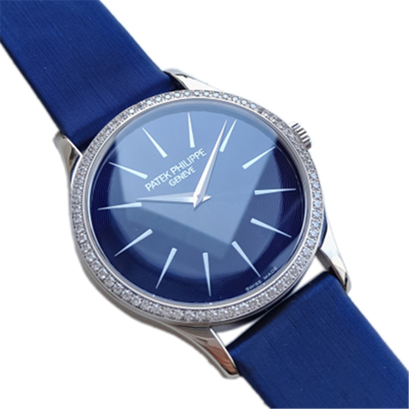 【二手95成新】百达翡丽古典表系列女表4896g-001手动机械蓝面镶钻