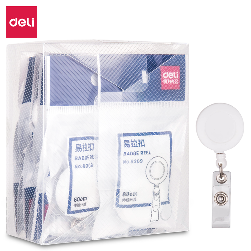 Deli 12 Pieces Work ID Card Yila Buckle, Extendable Chest Card Clip Buckle, Student ID Badge Internship Clip Buckle, White
