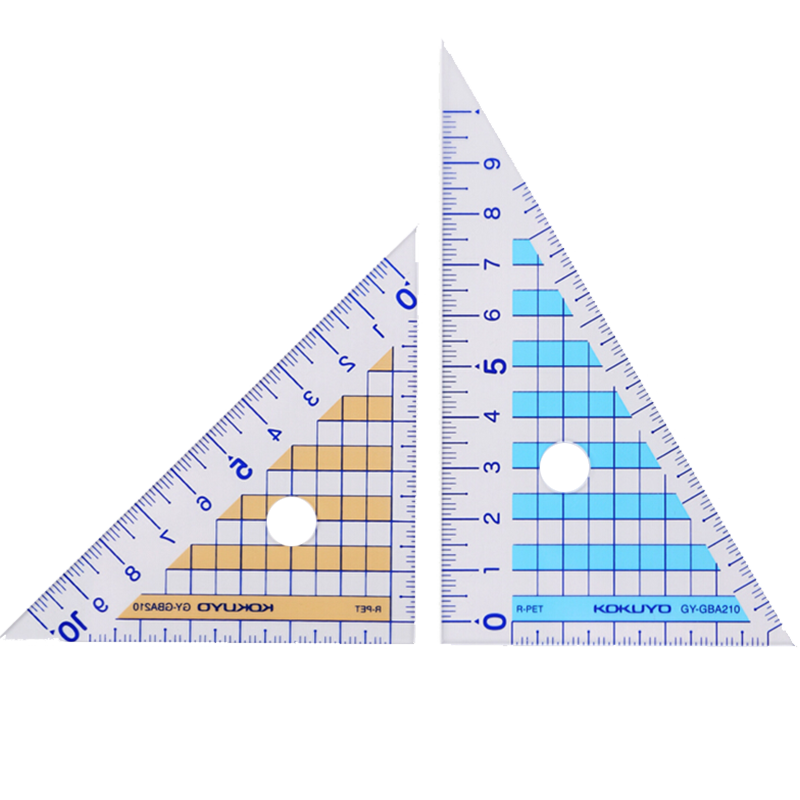 KOKUYO Triangle Ruler Set for Exams, Drawing And Measurement, Student Stationery Ruler, Transparent Grid Type, 2-Piece Set, GY-GBA210