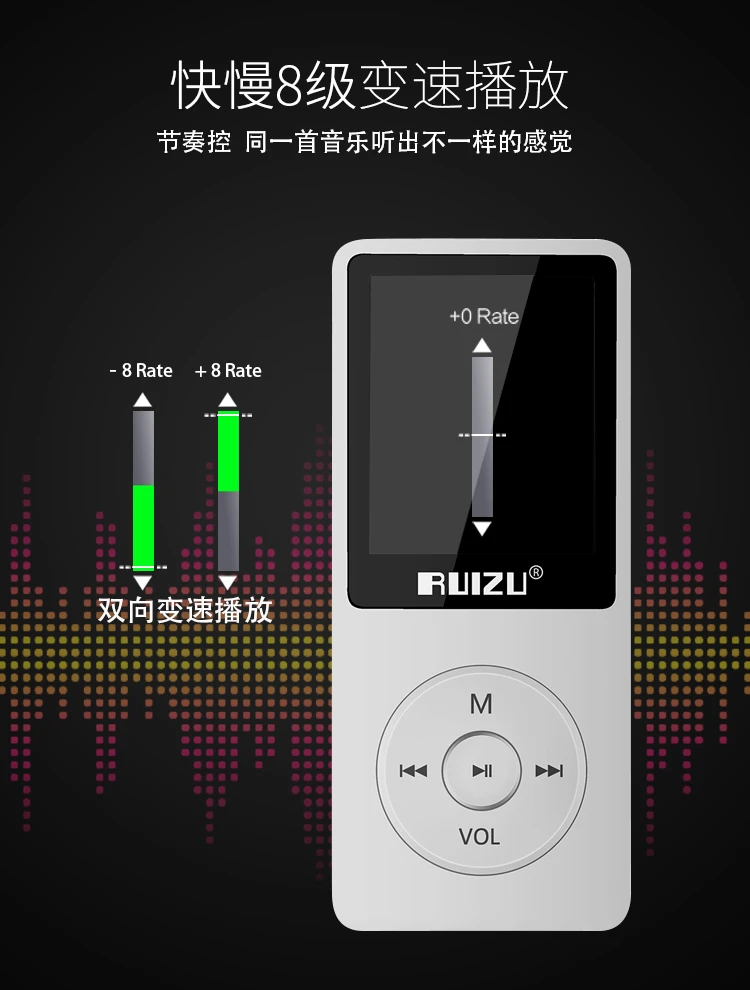 Ruizu RUIZUX02 8G Black Sports MP3/MP4 Music Player Mini Student Walkman Portable E-Book English Listening Card Ruizu RUIZUX02 8G Black Sports MP3/MP4 Music Player Mini Student Walkman Portable E-Book English Listening Card
