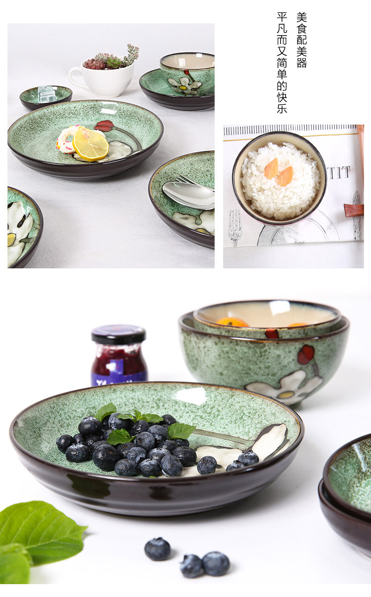 玉泉 韩式 中式 韩式 10头厨房陶瓷套件碟碗套装 餐具套装 高淳陶瓷