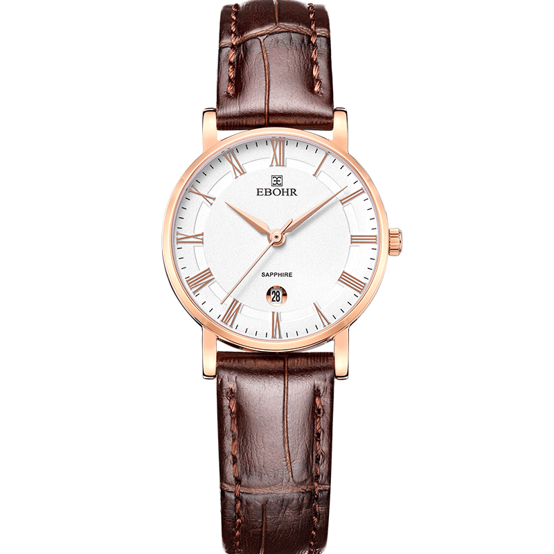 EBOHR Women's Watch, Master Series Simple Leather Strap Birthday Valentine's Day Gift Quartz Watch 36000241 for Girls