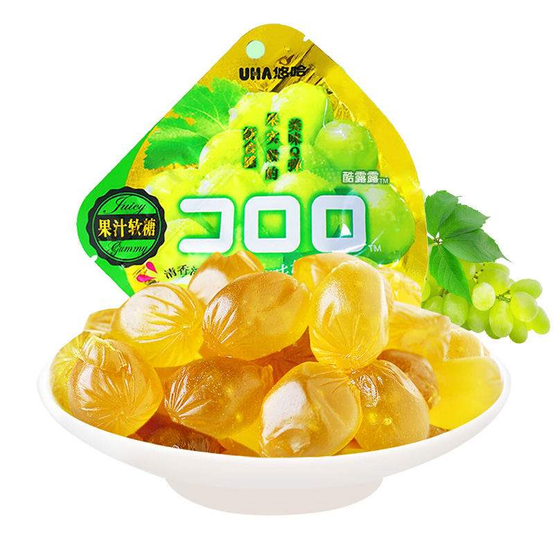 悠哈UHA 酷露露果汁软糖 52g 白葡萄味 儿童零食糖果 休闲零食