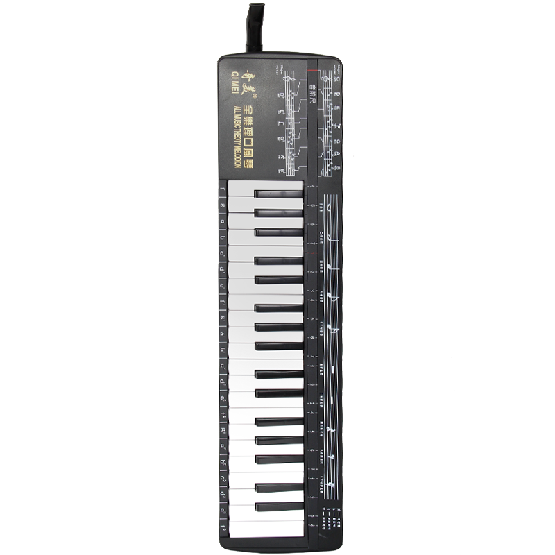 Qimei 37-Key All-In Music Theory Classroom Recommended Melodica (Black/Interval Ruler/Blowing Instructions)