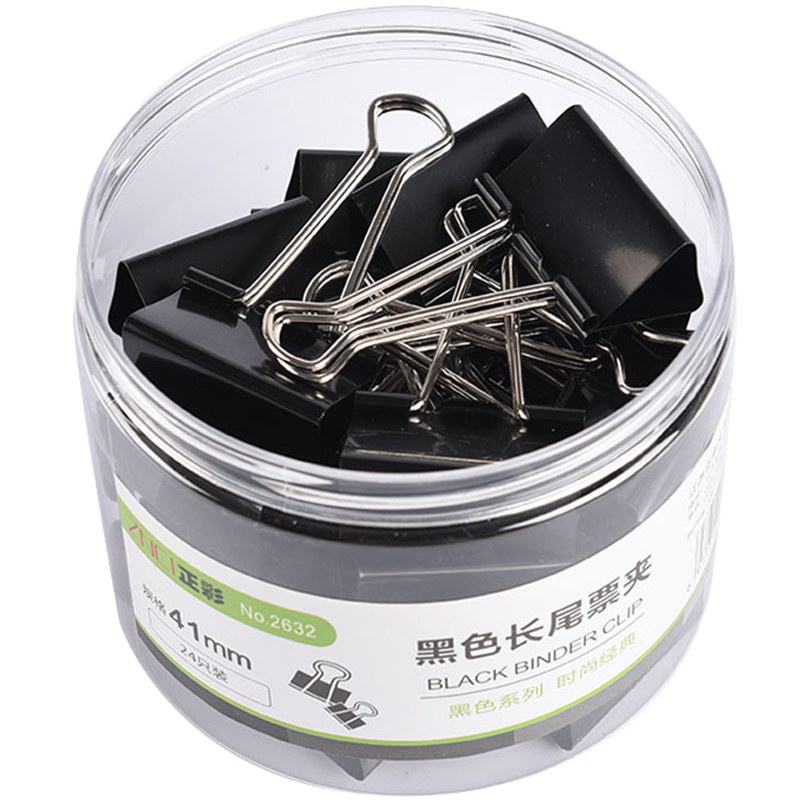DiLe Premium Series, 24 Pieces of 41mm Black Long Tail Binder Clips, Metal Document Clips, Swallow-Tail Clips, Iron Clips, Office Stationery, Large Size 2632