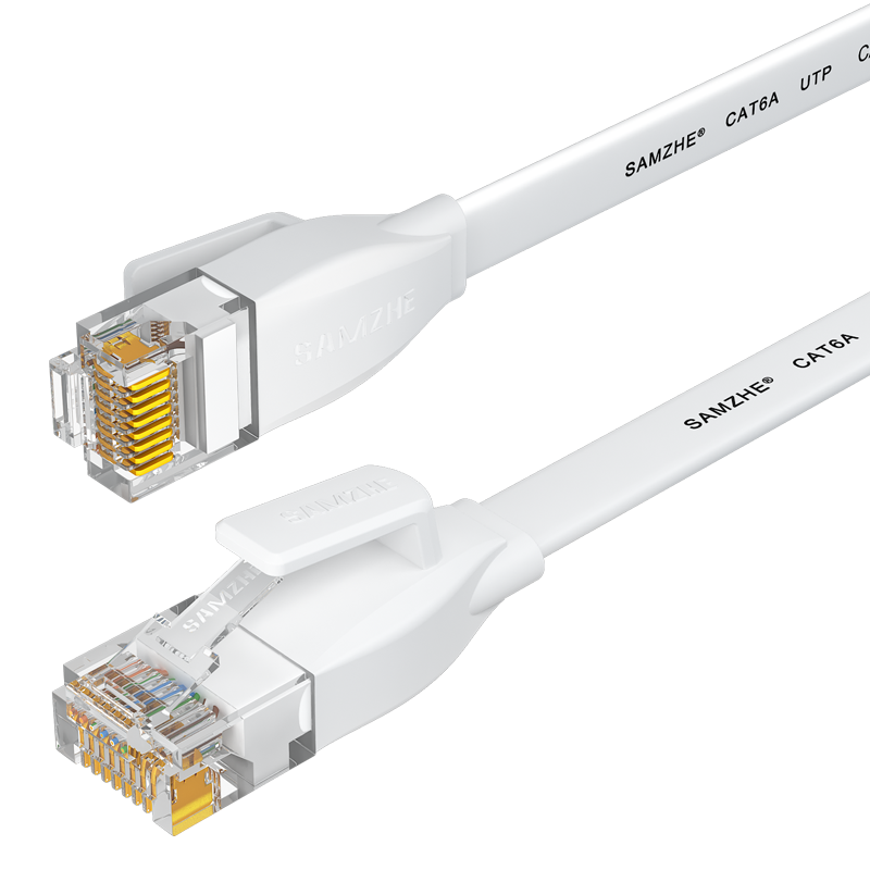 SAMZHE CAT6 Gigabit Pure Copper Flat Ethernet Cable, Computer Broadband Home Surveillance Network Connection Patch Cord, White 15 Meters BBP615