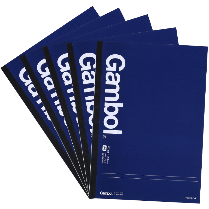 KOKUYO A4 Wirebound Notebook Gambol Watanabe Student Office Notepad, 7mm Ruled, 50 Sheets/book, 5 Books in Navy Blue, WCN-GNB2552