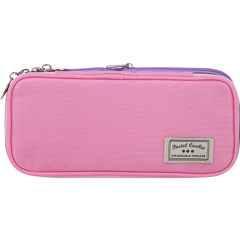 KOKUYO Light-Colored Cookie Double Zipper Large Capacity Pencil Case Multi-Layer Storage Bag 210*93*30 (+40) Mm Pink/purple WSG-PCC12
