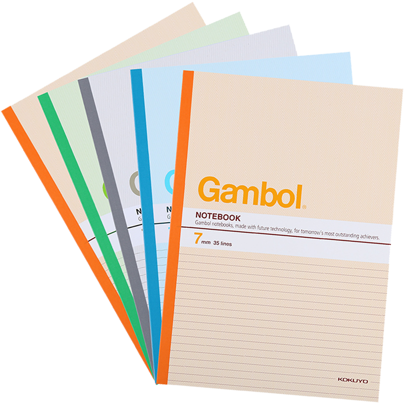 KOKUYO A4 Wirebound Notebook Gambol Watanabe Student Office Notepad, 7mm Ruled, 80 Sheets/book, 5 Books Random Colors, WCN-G4807