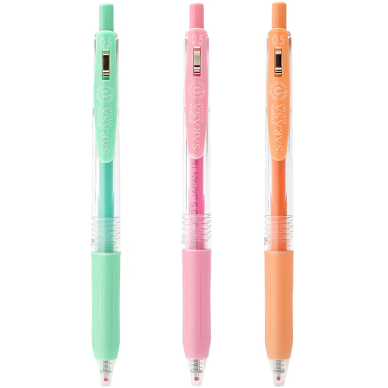 ZEBRA JJ15-MK Milk-Colored Gel Pen, 0.5mm Bullet Tip, Retractable, Marker Pen, Student Planner Pen, Soft Water-Based Pen, 3-Color Set