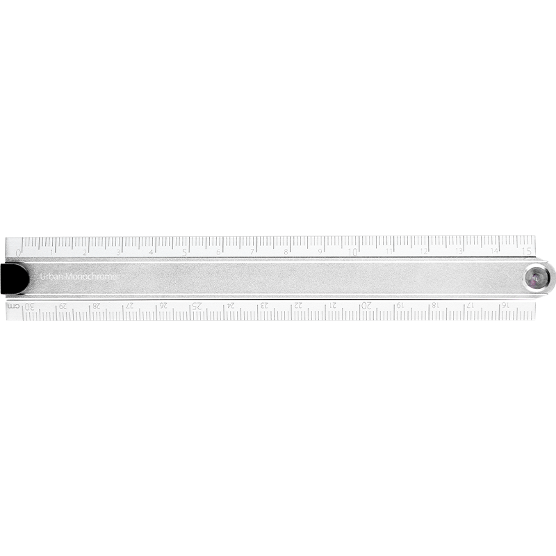 KOKUYO Student Exam Office Folding Aluminum Straight Ruler with Laser Engraved Scale, Silver WSG-CLUW30C