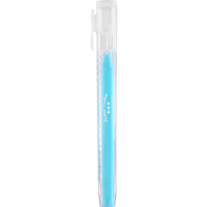 KOKUYO Fine Eraser Pastel Cookie Student Pencil Eraser, Pencil Style 13*16*120mm, Blue, 4 Pieces, WSG-ERCP1B