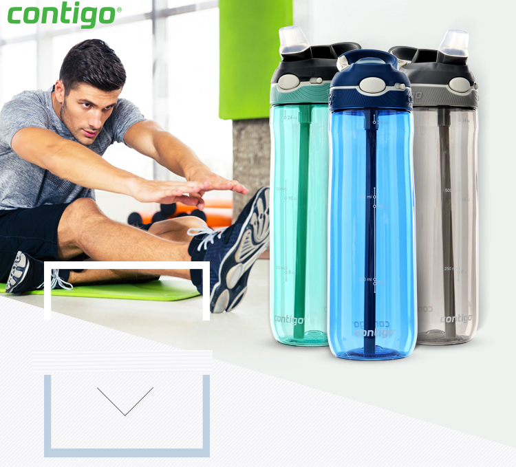 Contigo Single-Wall Sports Straw Bottle Summer Outdoor Large Capacity Sports Water Bottle 1000ml Wine Red HBC-ASH133 2