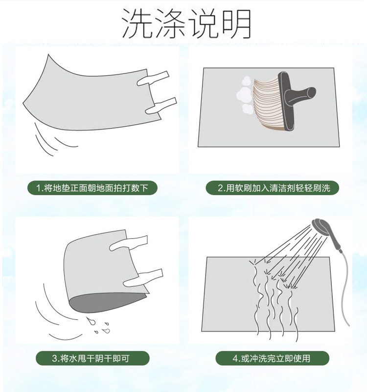 青苇 素色地垫脚垫 吸水防滑垫 进门入户蹭脚除尘门垫 随意剪裁 90*60cm 灰色-京东