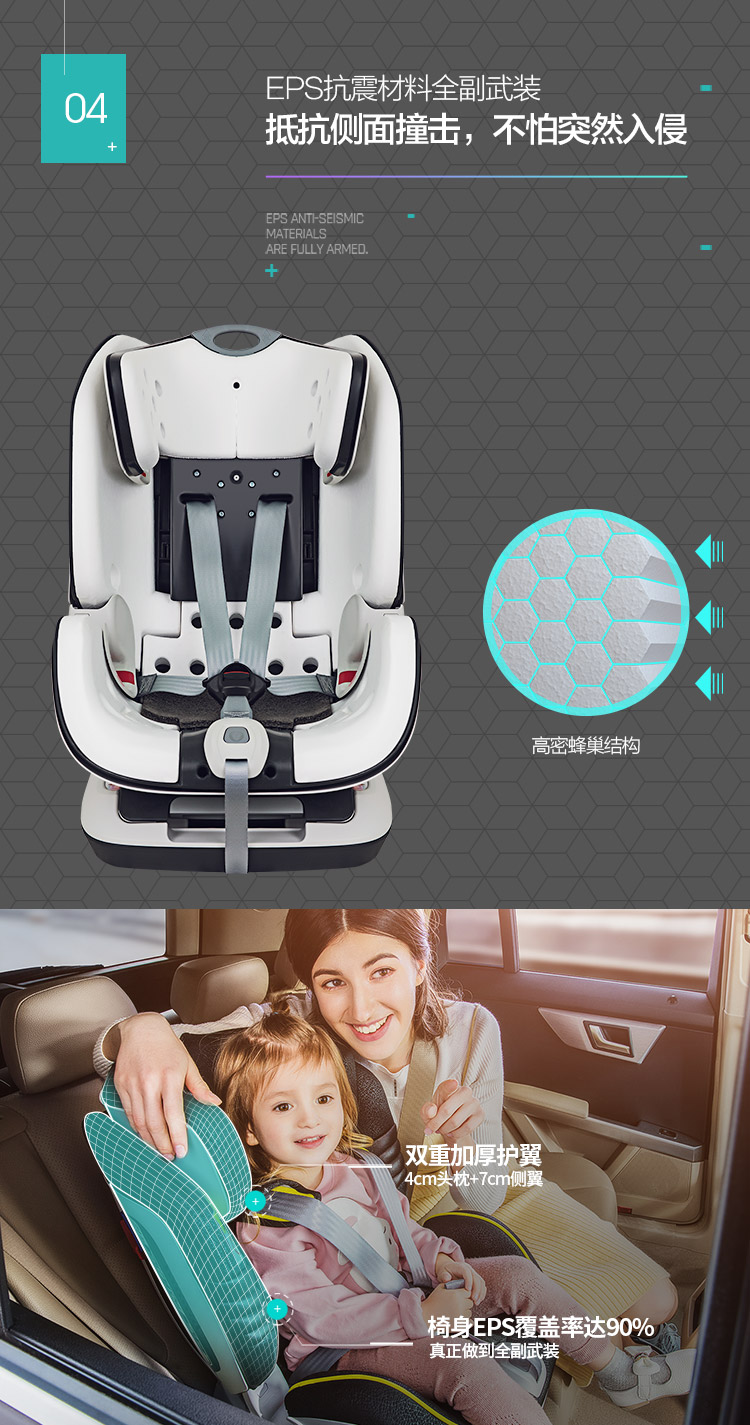 宝贝第一babyfirst宝宝汽车儿童安全座椅isofix接口太空城堡北极灰