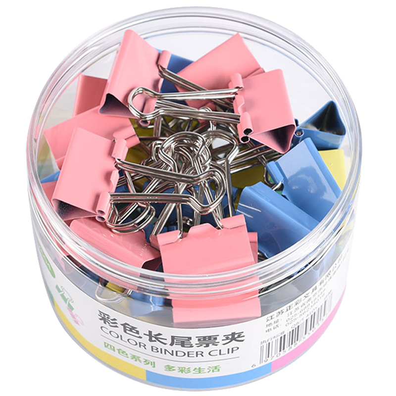 DiLe Premium Series, 48 Pieces, 25mm Colorful Long Tail Clips, Metal Bill Clips, Binder Clips, Office Supplies, Medium Size 2604
