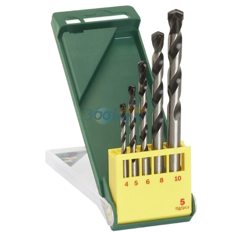 BOSCH Round Shank Impact Drill Bit Set for Masonry Concrete 5-Piece 4/5/6/8/10mm