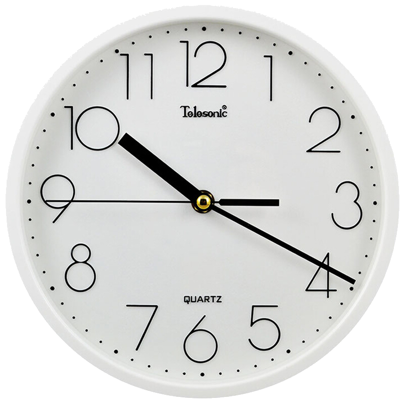 Telesonic Wall Clock, Creative And Stylish Living Room Minimalist Quartz Clock, White Wall Clock Decoration, Round Modern Timepiece, 23cm