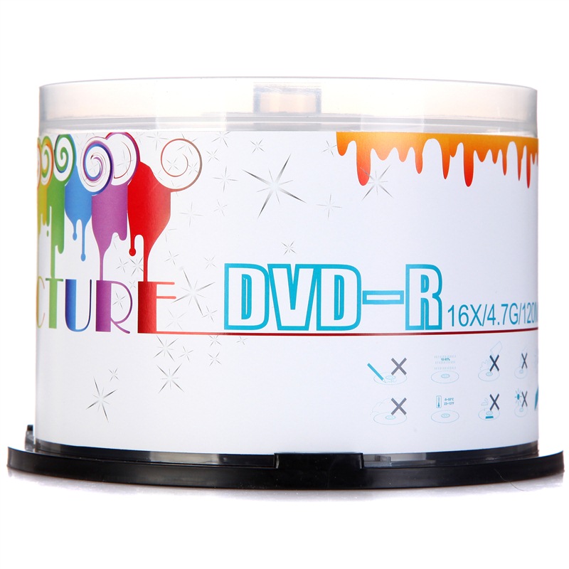 DVD-R UNIS Printable Discs, цветные, 16x скорость, 4.7GB, 50 шт. в упаковке