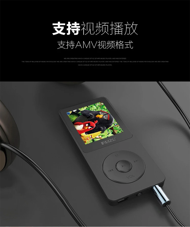 Ruizu RUIZUX02 8G Black Sports MP3/MP4 Music Player Mini Student Walkman Portable E-Book English Listening Card Ruizu RUIZUX02 8G Black Sports MP3/MP4 Music Player Mini Student Walkman Portable E-Book English Listening Card