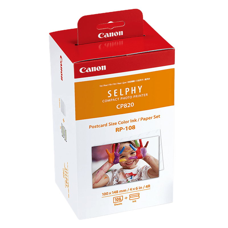 Canon [Official Flagship] RP-108 Color Ink/Photo Paper Combo (108 Sheets/box), Only Compatible with CP1500/CP1300/CP1200/CP910