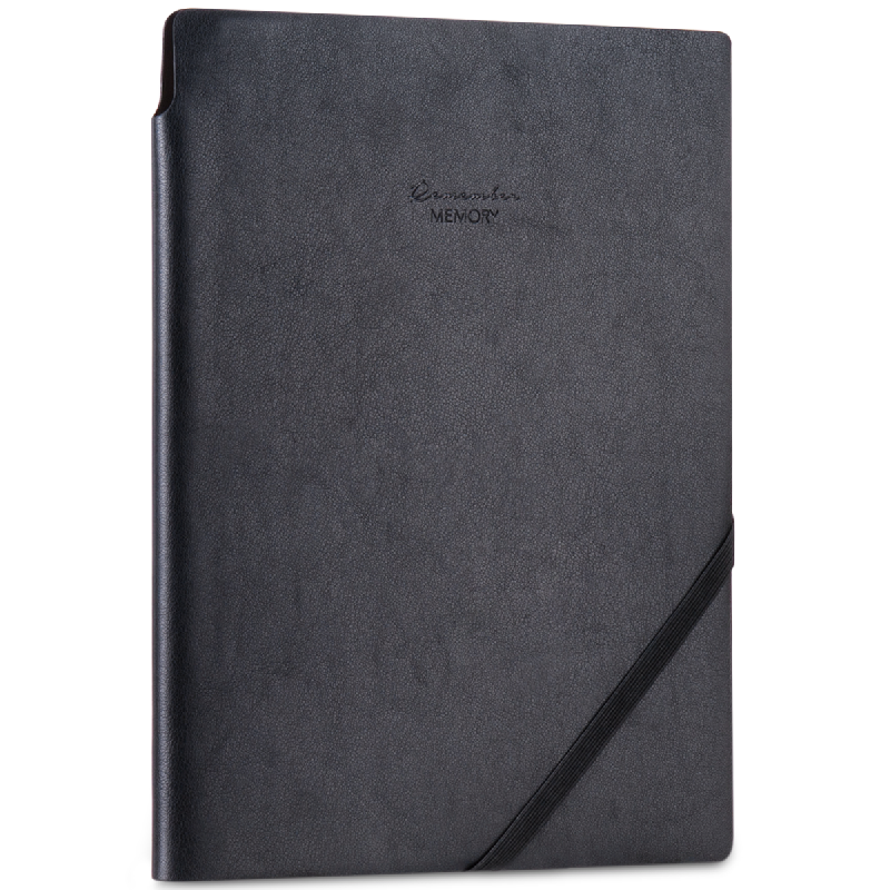 Deli Customizable Fashionable Leather Cover Notebook, 16K 96 Pages, Can Insert Pen, Business Journal Diary Notebook, Black 22250