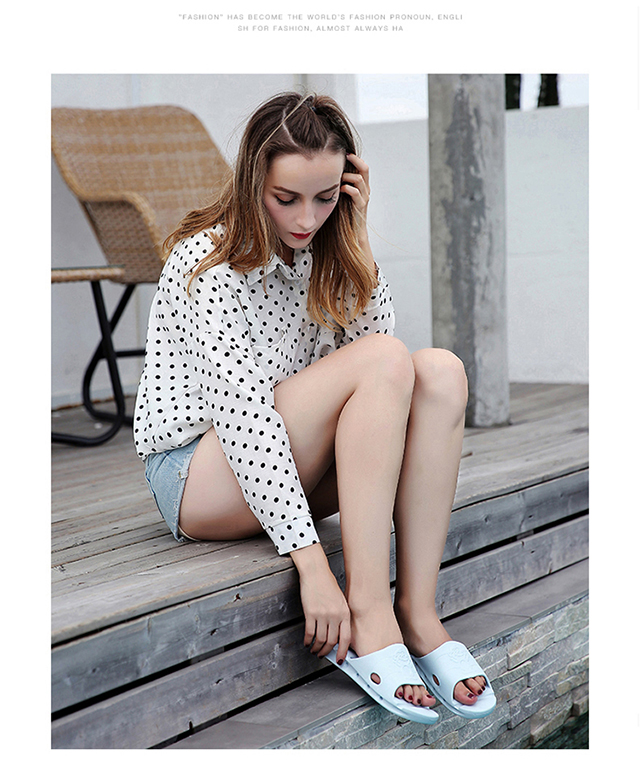BAIHOU Side-Slipping Water-Resistant Summer Wear-Resistant Home Bathroom Quick-Drying Indoor Men's And Women's Slippers 1802 Light Blue 35-36 17