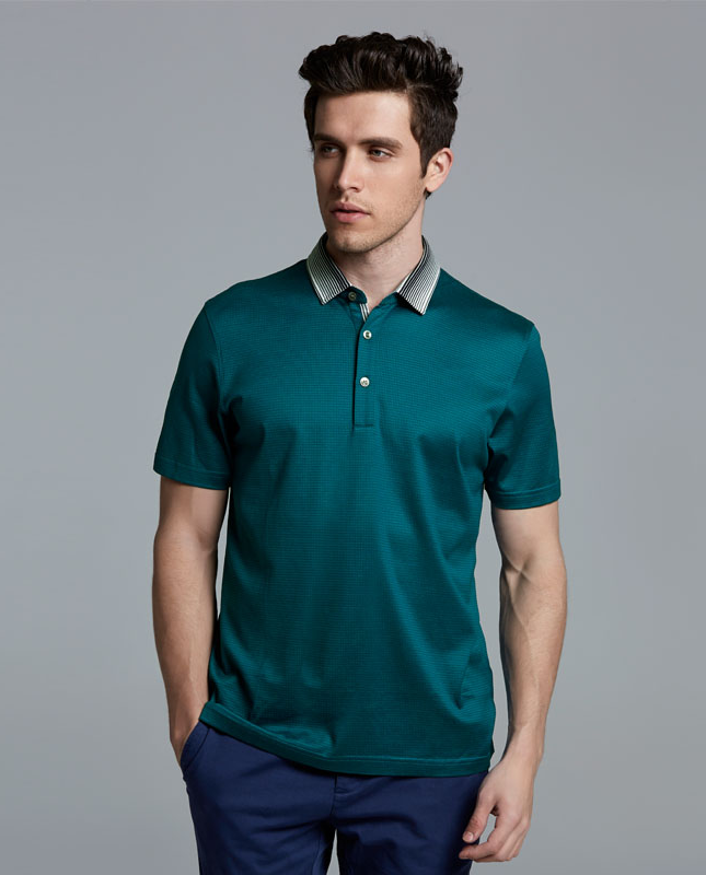 尼诺里拉ninoriva包邮纯色蚕丝修身商务休闲男装t恤 草