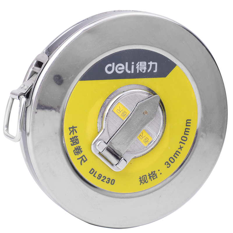 Deli 30-Meter Steel Tape Measure, Reel-Type Long Steel Tape Measure, Large Range Engineering Tape Measure, Measuring Ruler, 30m X 10mm