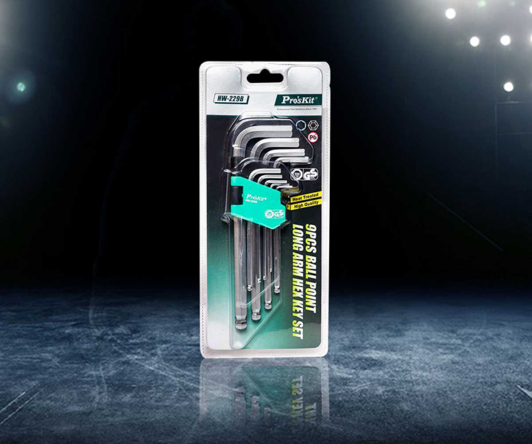 Pro'sKit 9-Piece Long Ball-End Hex Key Set HW-229B 9